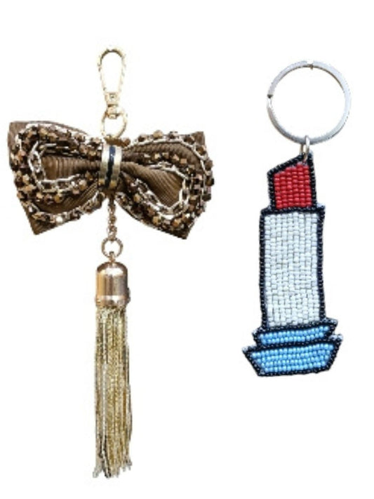 A combo of trendy bow bag charm & unique lipstick bag charm at a reasonable price. 