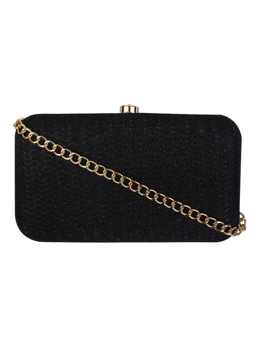 Introducing our elegant Shimmer Black Clutch, the epitome of sophistication and functionality. 