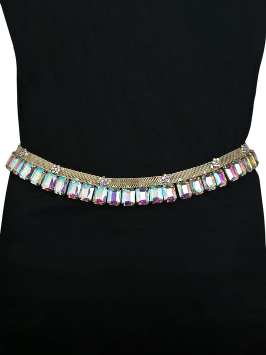 A ladies rainbow stone belt for waist. 